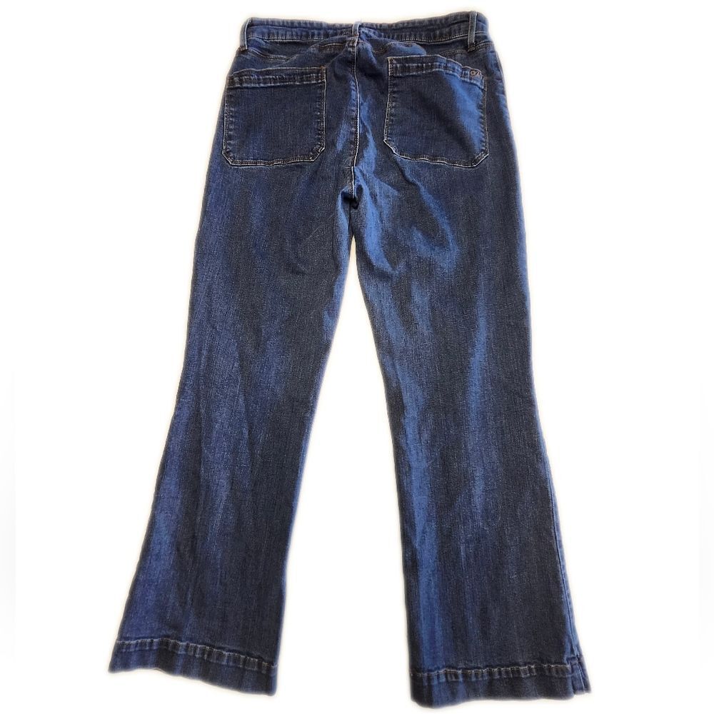 OAT New York High Rise Button Fly Wide Leg Jeans, Dark Blue Wash, 32 - Picture 3 of 11